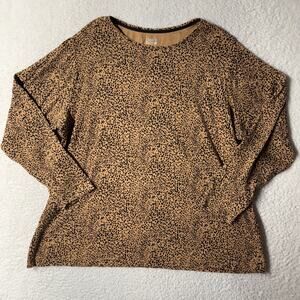 Croft & Barrow Womens Size 3X Animal Print Classic Tee Shirt Long Sleeve Brown